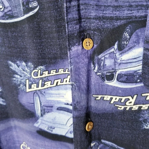 George VTG Men XL Hawaiian Classic Wave Rider Car Short Sleeve Button Down Shirt - Picture 5 of 10